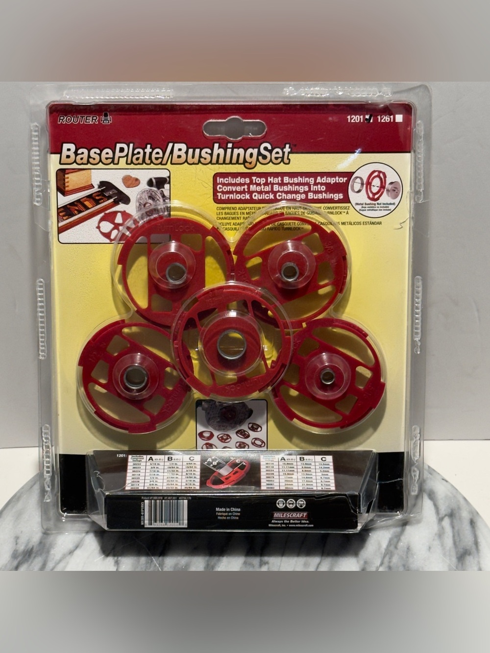 Milescraft 8 Plate Router Base Plate Bushing Set 1201 turnlock.